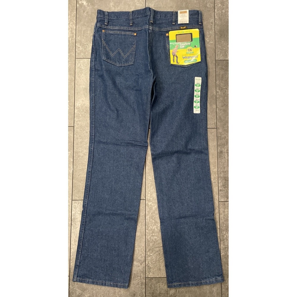 Wrangler Men's Cowboy Cut Slim Fit Indigo Jeans 936PWD 36X34 - Picture 3 of 9
